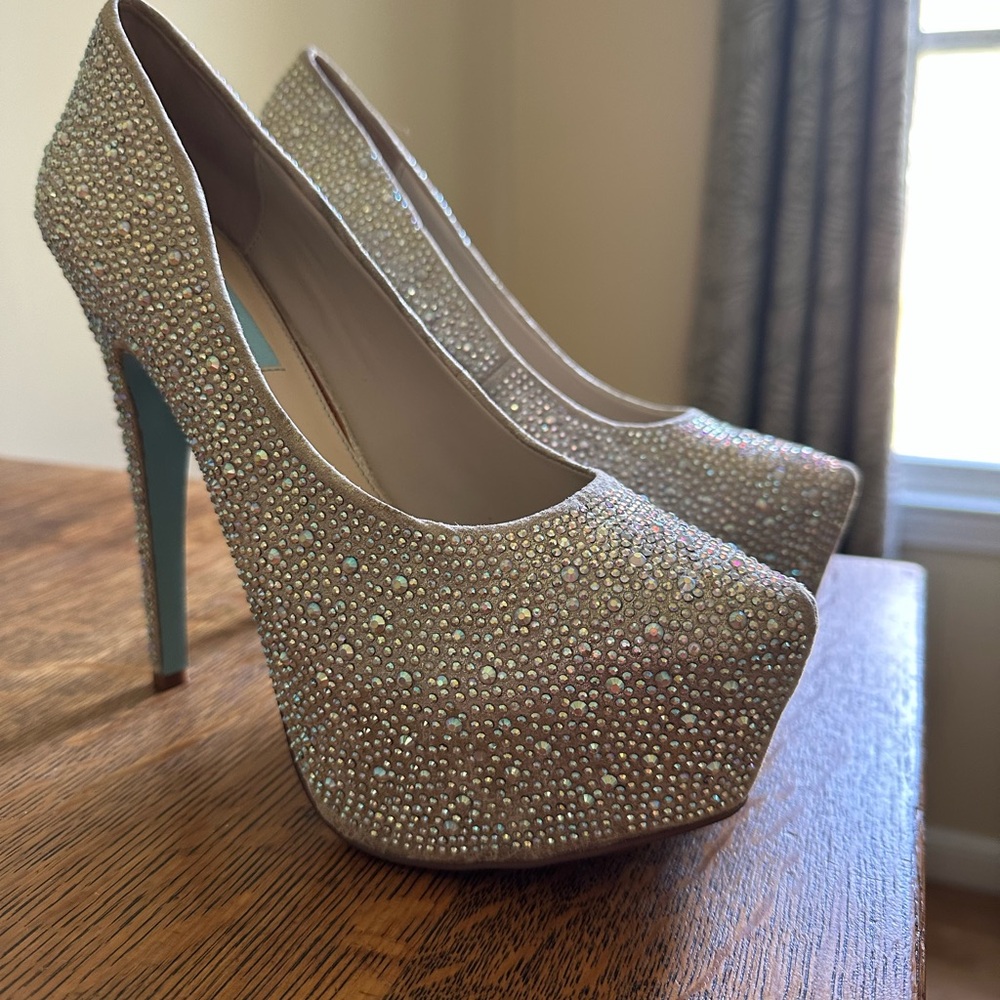 Betsey Johnson Crystal-Embellished Bridal Heels